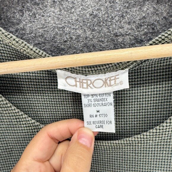 Cherokee Dress Women M Medium Gray Maxi Long Cotton Crew Neck Short Sleeve - Picture 3 of 5